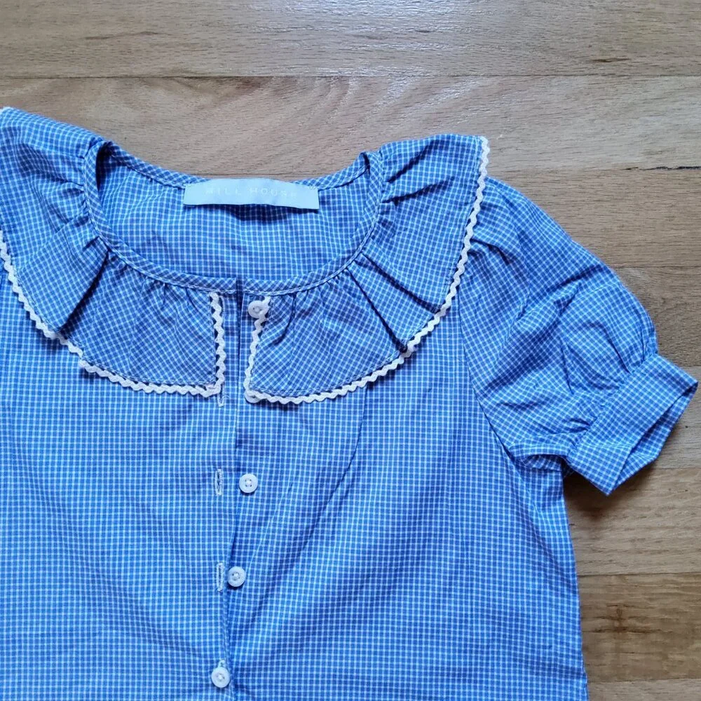 NWOT Hill House Girl Short Sleeve Button Down Top Blouse Size 5/6Y